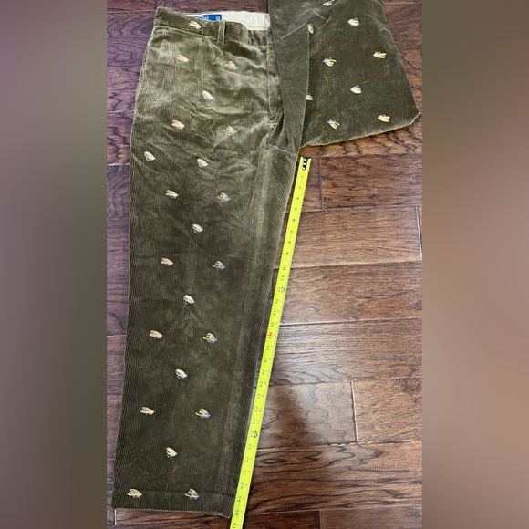 Polo Ralph Lauren Mens Corduroy Pants 40/30 Brown Fly Fishing embroidery - Picture 5 of 8